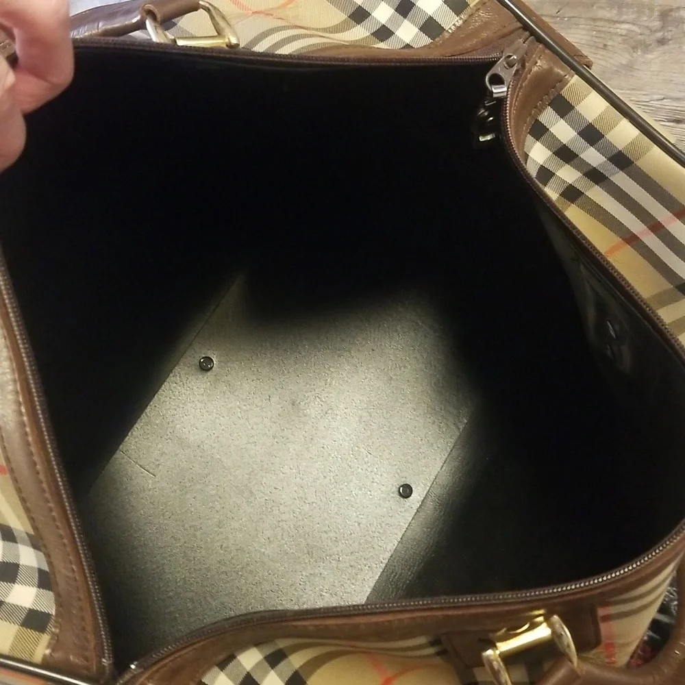 Burberry Nova Check Brown Leather Lock & Key Vintage Duffle Authentication Card